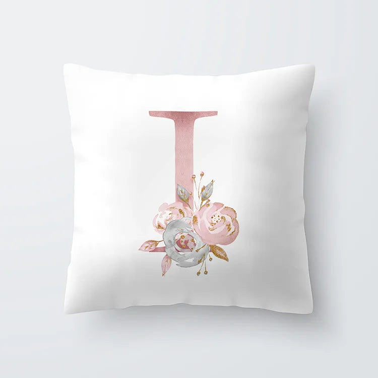 Rosa Goldene Florale Buchstaben Kissenbezug 45x45cm Kissenbezug Für Wohnzimmer Sofa Wurfkissen Polyester Baumwolle Quadratische Kissenbezüge | Brehn
