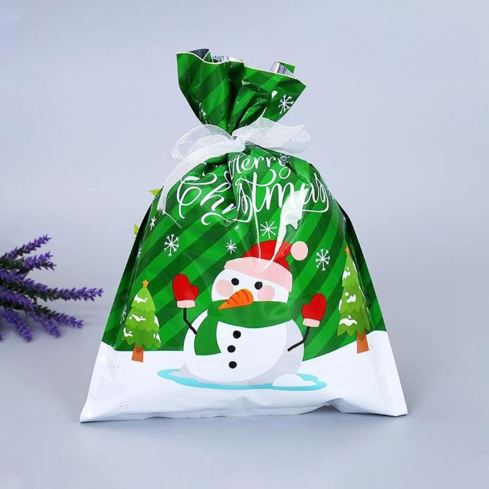 Brehn | Wiederverwendbare Weihnachtsgeschenktaschen aus Aluminiumfolie – Umweltfreundliche Verpackung in verschiedenen Größen mit silbernem Band