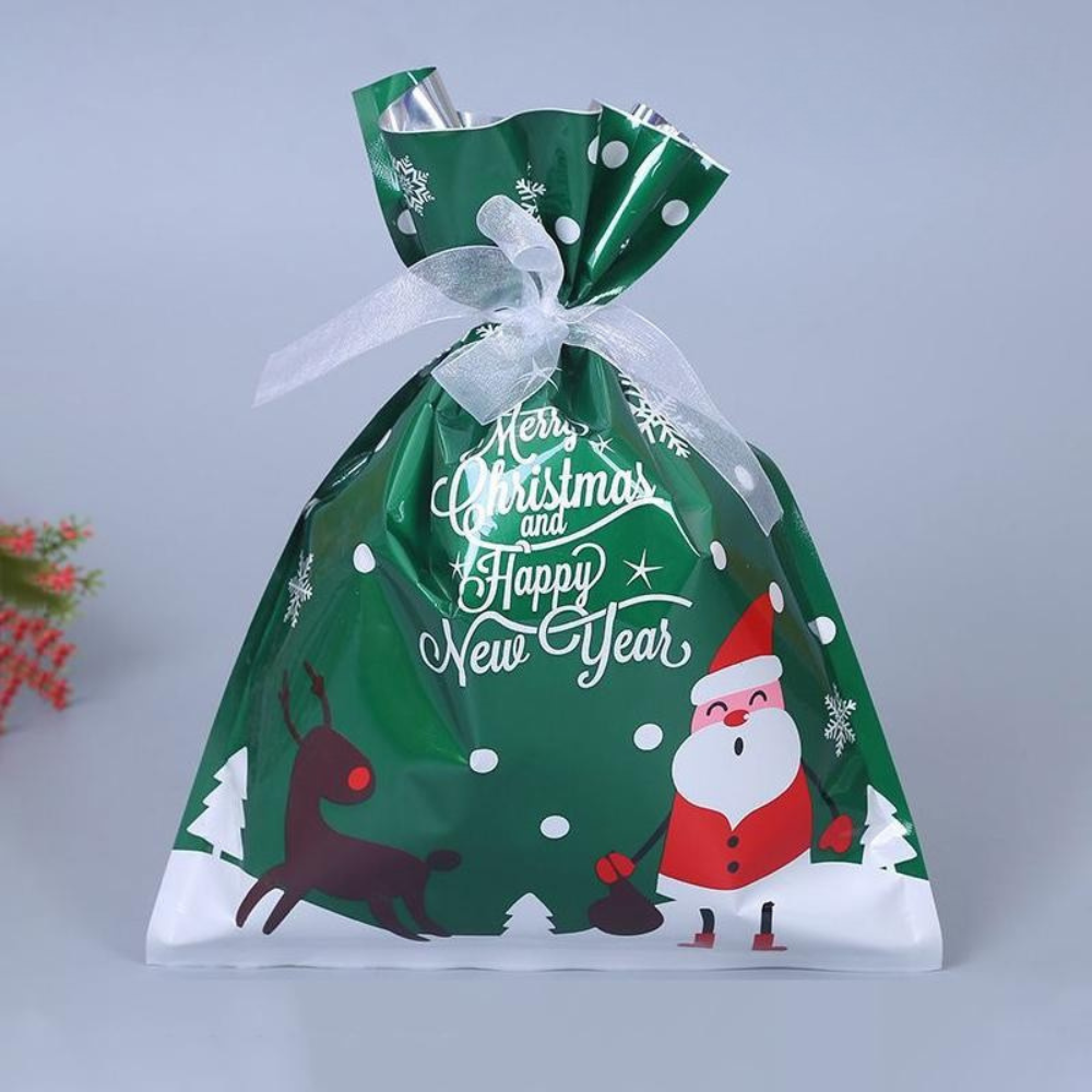 Brehn | Wiederverwendbare Weihnachtsgeschenktaschen aus Aluminiumfolie – Umweltfreundliche Verpackung in verschiedenen Größen mit silbernem Band