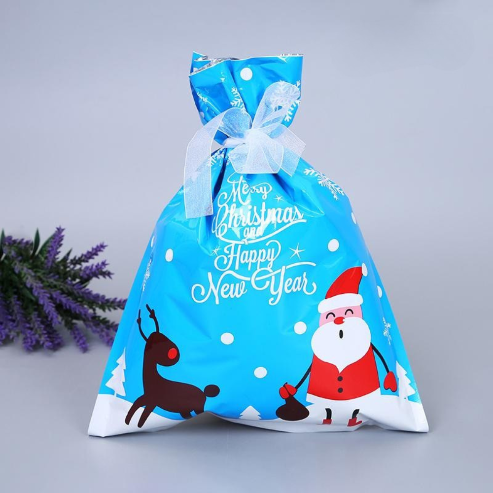 Brehn | Wiederverwendbare Weihnachtsgeschenktaschen aus Aluminiumfolie – Umweltfreundliche Verpackung in verschiedenen Größen mit silbernem Band