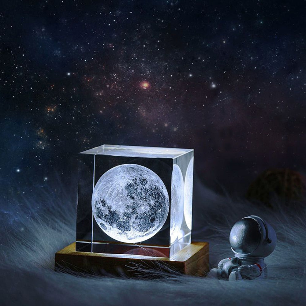 3D Kristallwürfel Mond Nachtlicht | Brehn