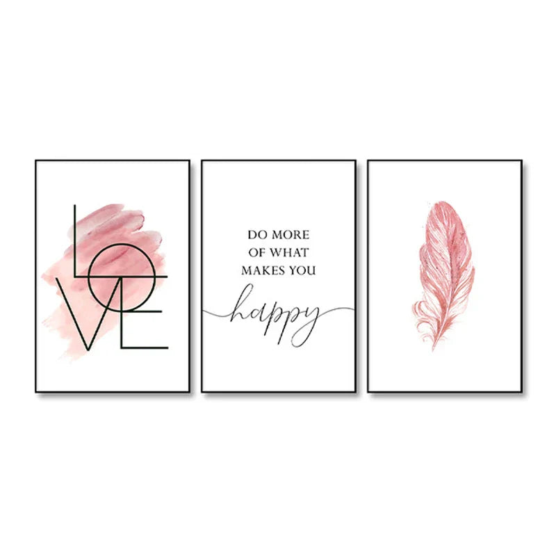 Blush Pink Love Feather Wandkunst Feine Kunst Leinwanddrucke Minimalistische Mode Bilder Für Wohnzimmer Mädchen Schlafzimmer Mode Kunst Dekor | Brehn