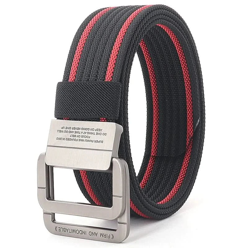 Unisex-Canvas-Gürtel – Doppelte Metallringschnalle, verstellbar