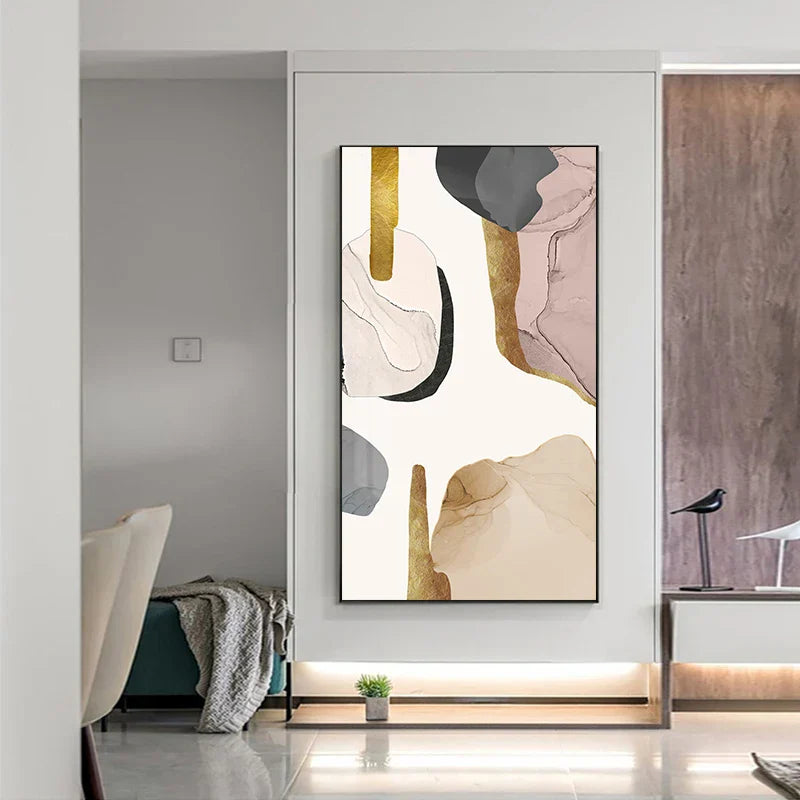 Neutrale Farben Mauve Beige Goldene abstrakte Wandkunst feine Kunst Leinwanddrucke Bilder für moderne Wohnung Wohnzimmer Luxusinteriors Kunst Dekor | Brehn