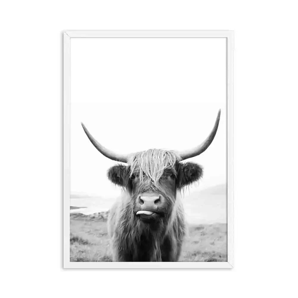 Hochlandrinder Schwarz Weiß Minimalistische Wandkunst Fine Art Leinwanddrucke Poster Bilder Für Wohnzimmer Esszimmer Nordische Wohnkultur