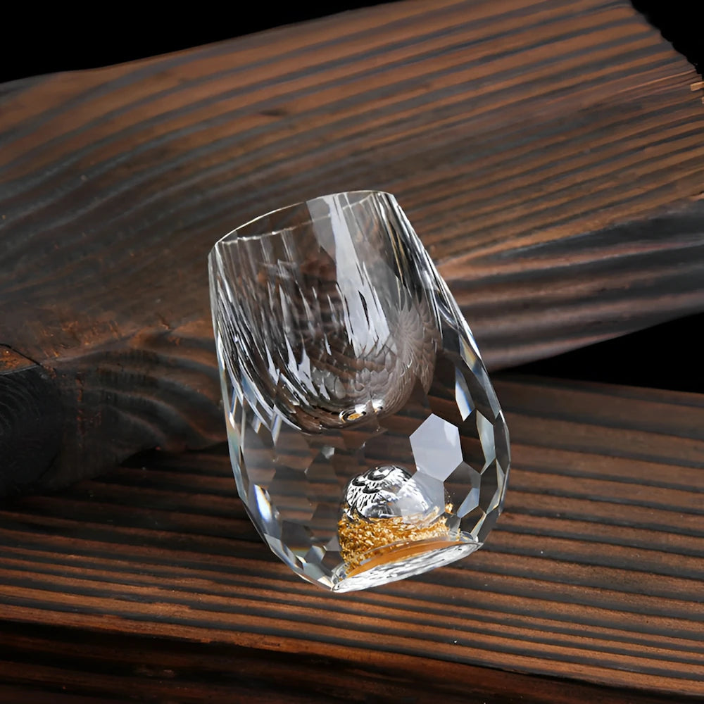 Luxuriöse Kristallgläser mit Goldflocken – Handgefertigt – Set aus 2 – Für Whisky & Premium-Getränke | Brehn