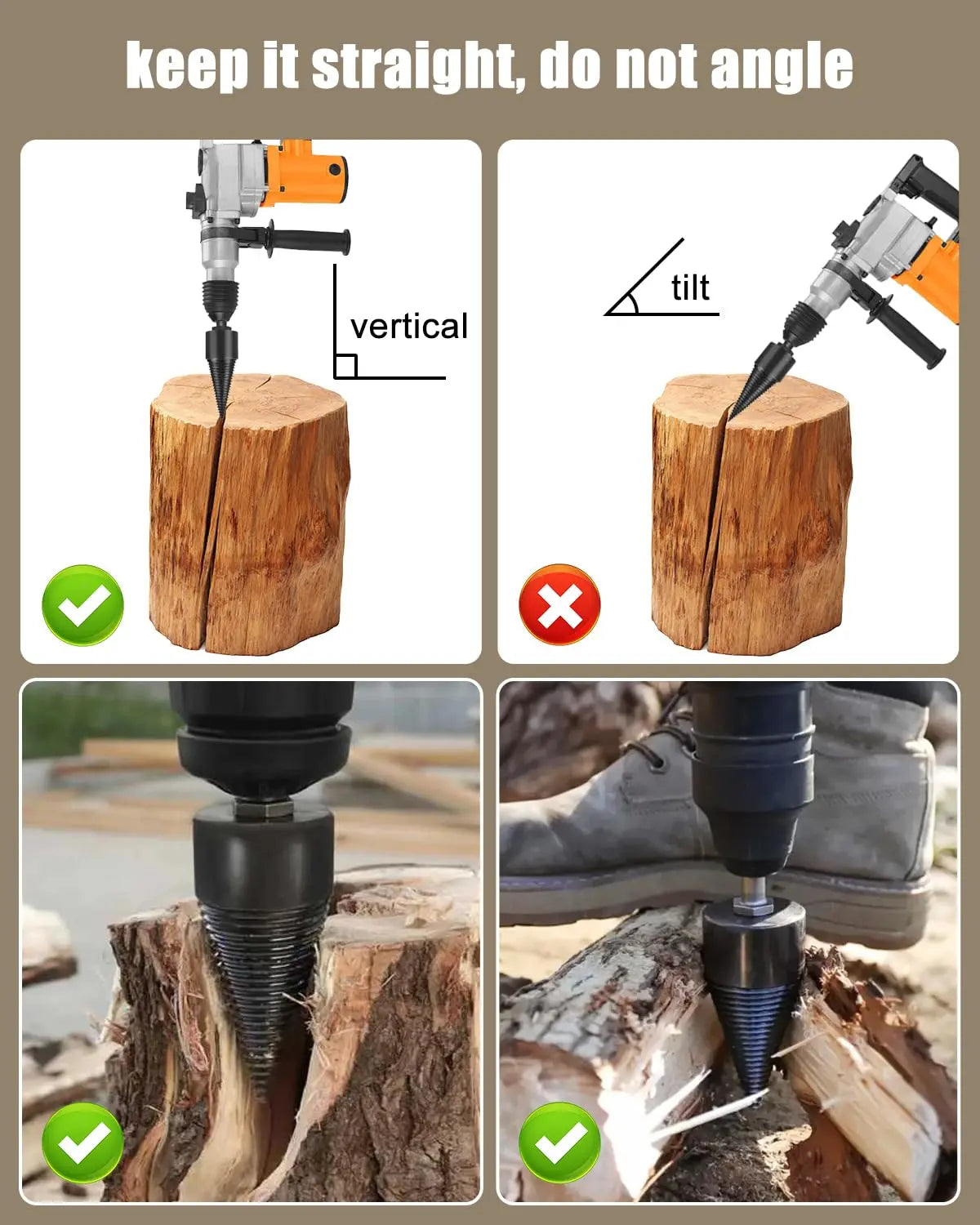 Holzspaltbohrer Set – Energiesparendes Spalten mit Bohrer