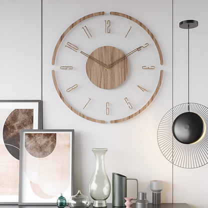 ClearWood Transparente Wanduhr – Stiller Quartz mit Holzdetails | Brehn