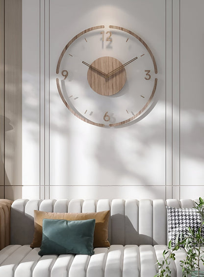 ClearWood Transparente Wanduhr – Stiller Quartz mit Holzdetails | Brehn