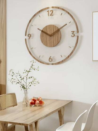 ClearWood Transparente Wanduhr – Stiller Quartz mit Holzdetails | Brehn