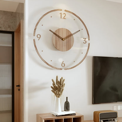 ClearWood Transparente Wanduhr – Stiller Quartz mit Holzdetails | Brehn