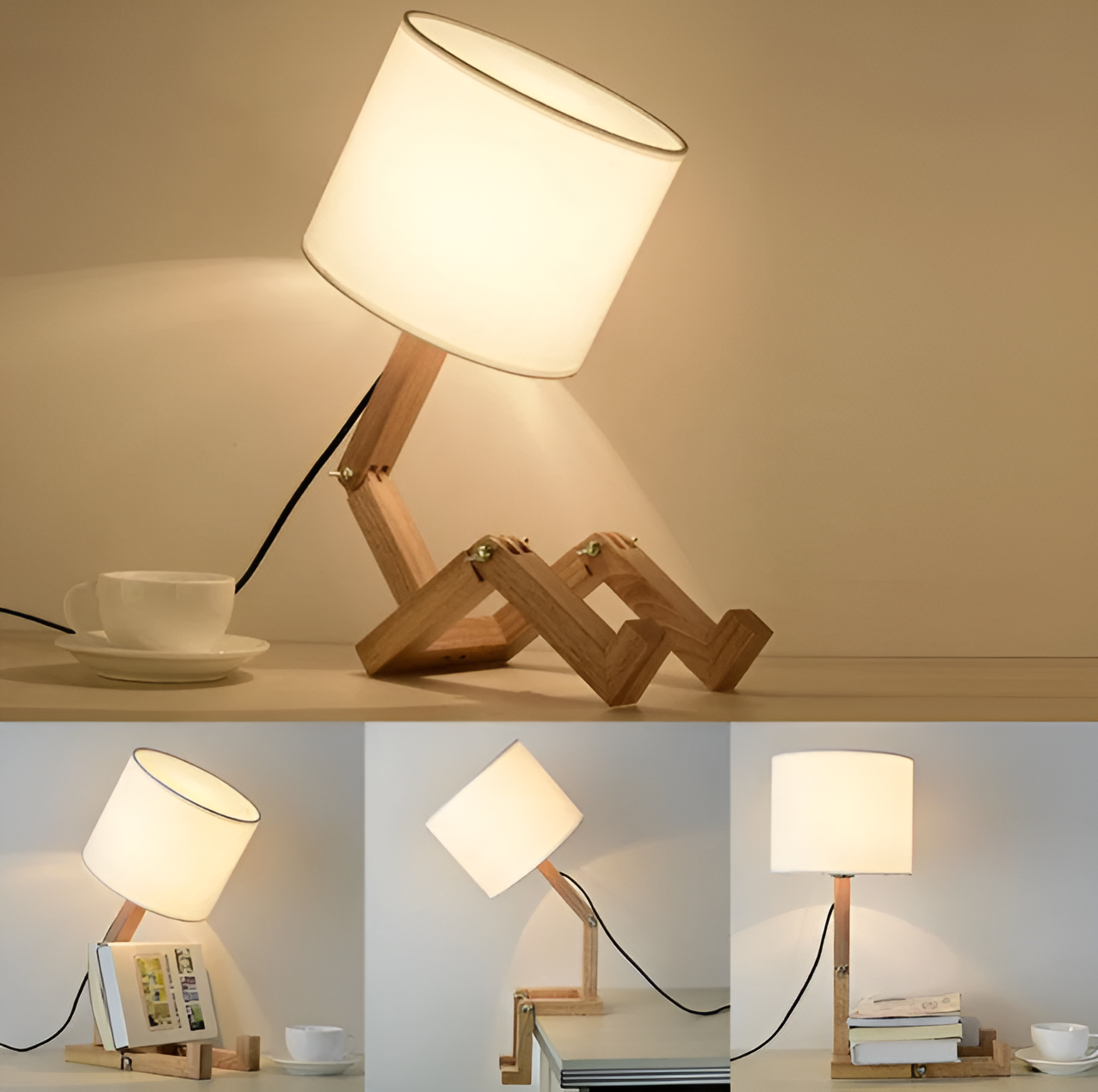 Flexible Robot Schreibtischlampe aus Solid Wood – LumoBot | Brehn