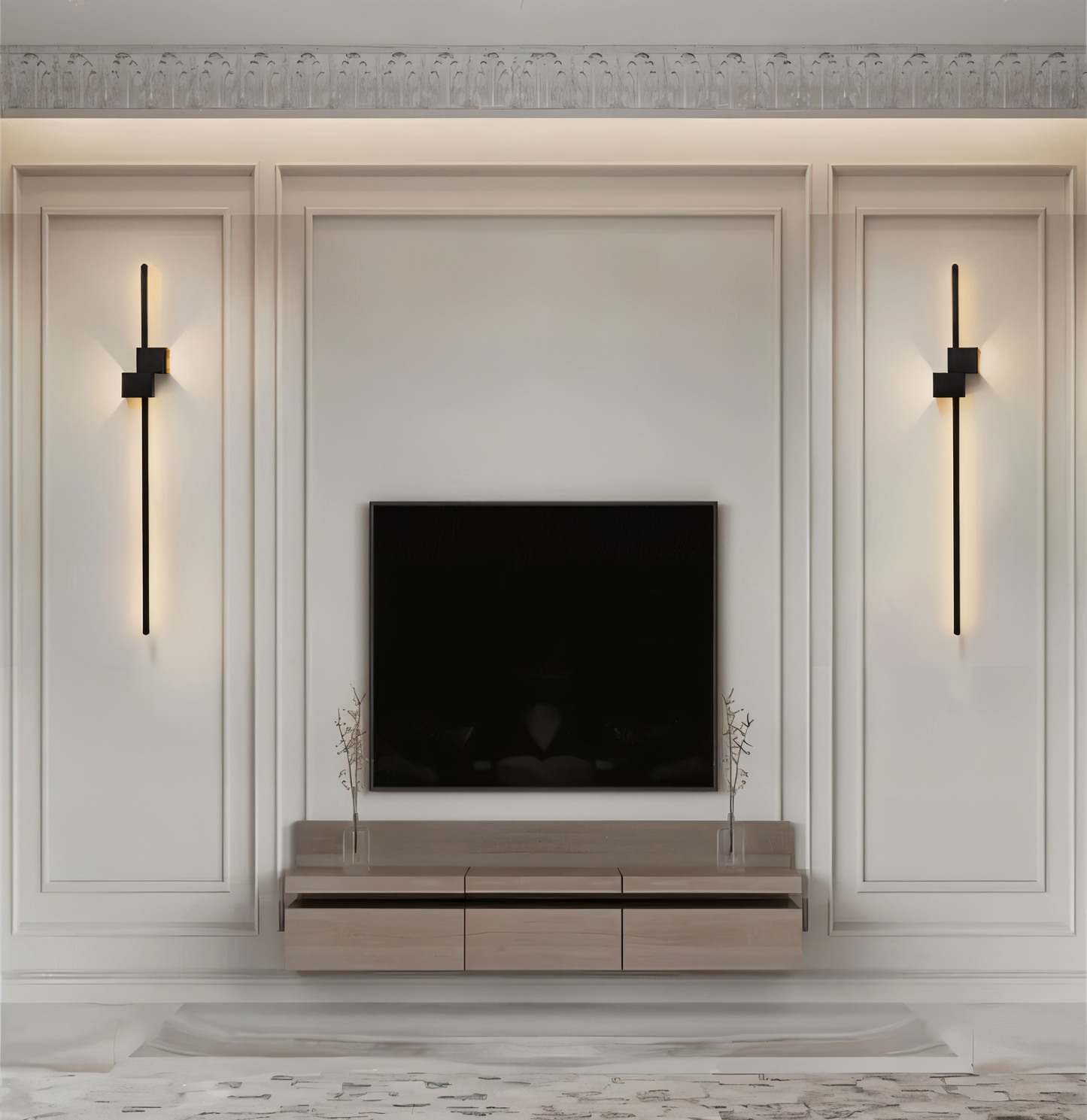 BowLift | The Line Wall Light - Minimalistic Black Long LED Wall Lighting