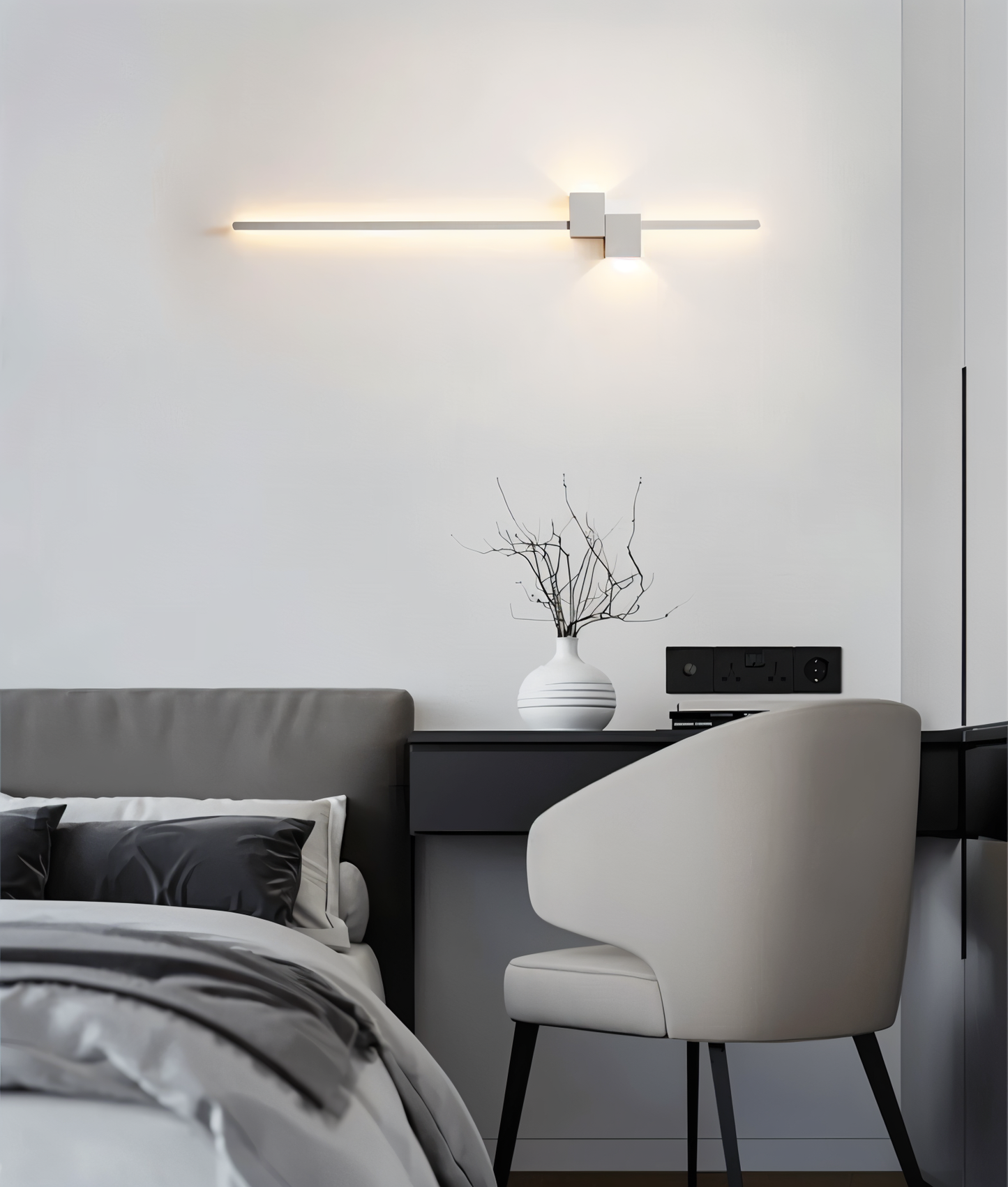 BowLift | The Line Wall Light - Minimalistic Black Long LED Wall Lighting