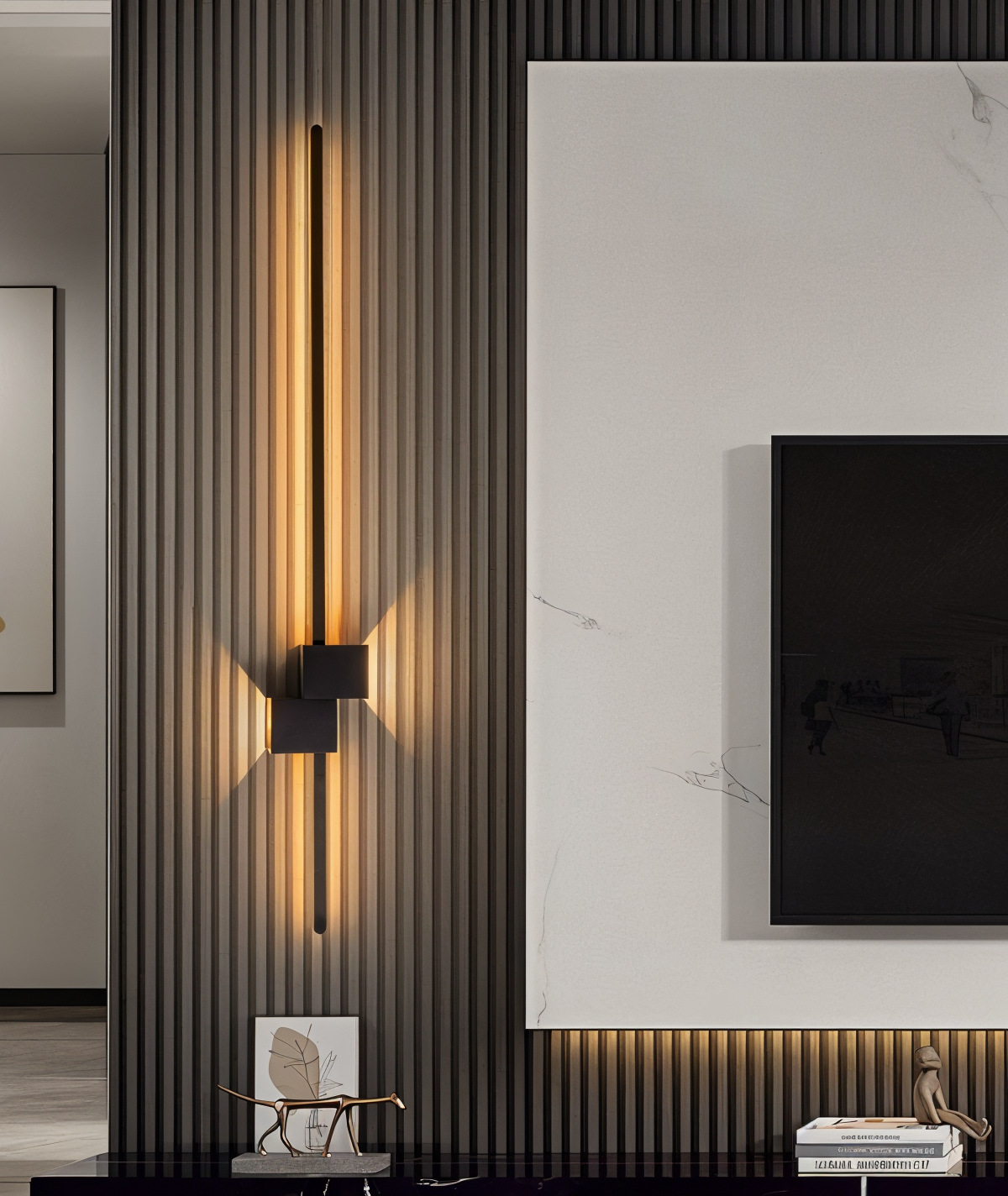 BowLift | The Line Wall Light - Minimalistic Black Long LED Wall Lighting