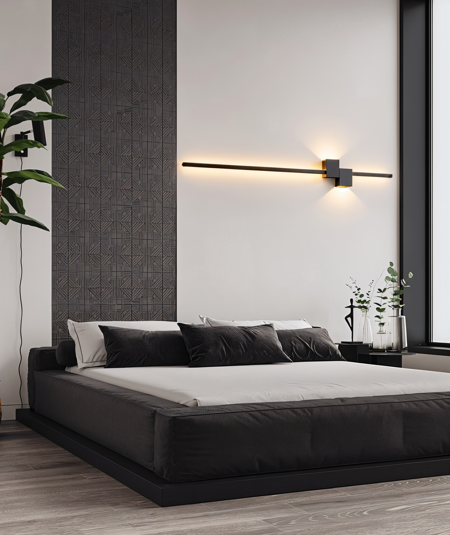 Brehn | The Line Wandleuchte - Minimalistische Schwarze Lange LED Wandbeleuchtung