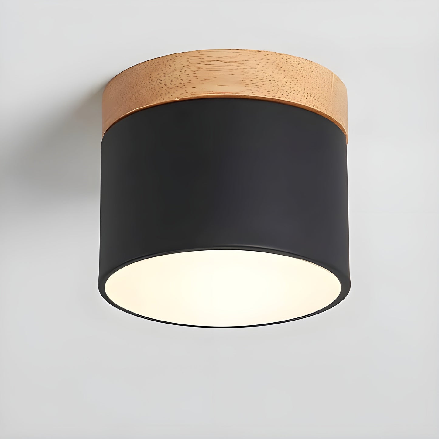 LED-Deckenlampe in Zylinderform – Warmes Licht im Vintage-Industriedesign | Mit dekorativem Holzelement | Brehn