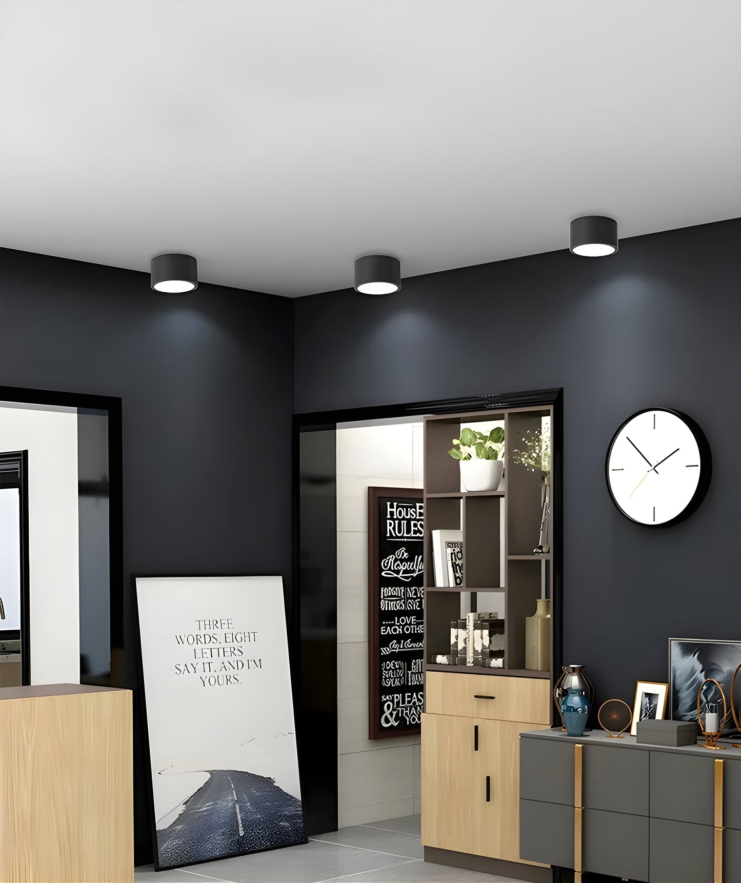 LED-Deckenlampe in Zylinderform – Warmes Licht im Vintage-Industriedesign | Mit dekorativem Holzelement | Brehn