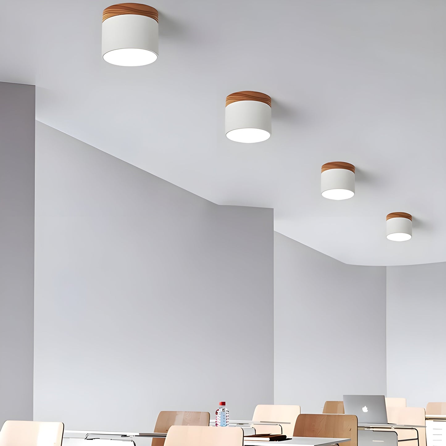 LED-Deckenlampe in Zylinderform – Warmes Licht im Vintage-Industriedesign | Mit dekorativem Holzelement | Brehn