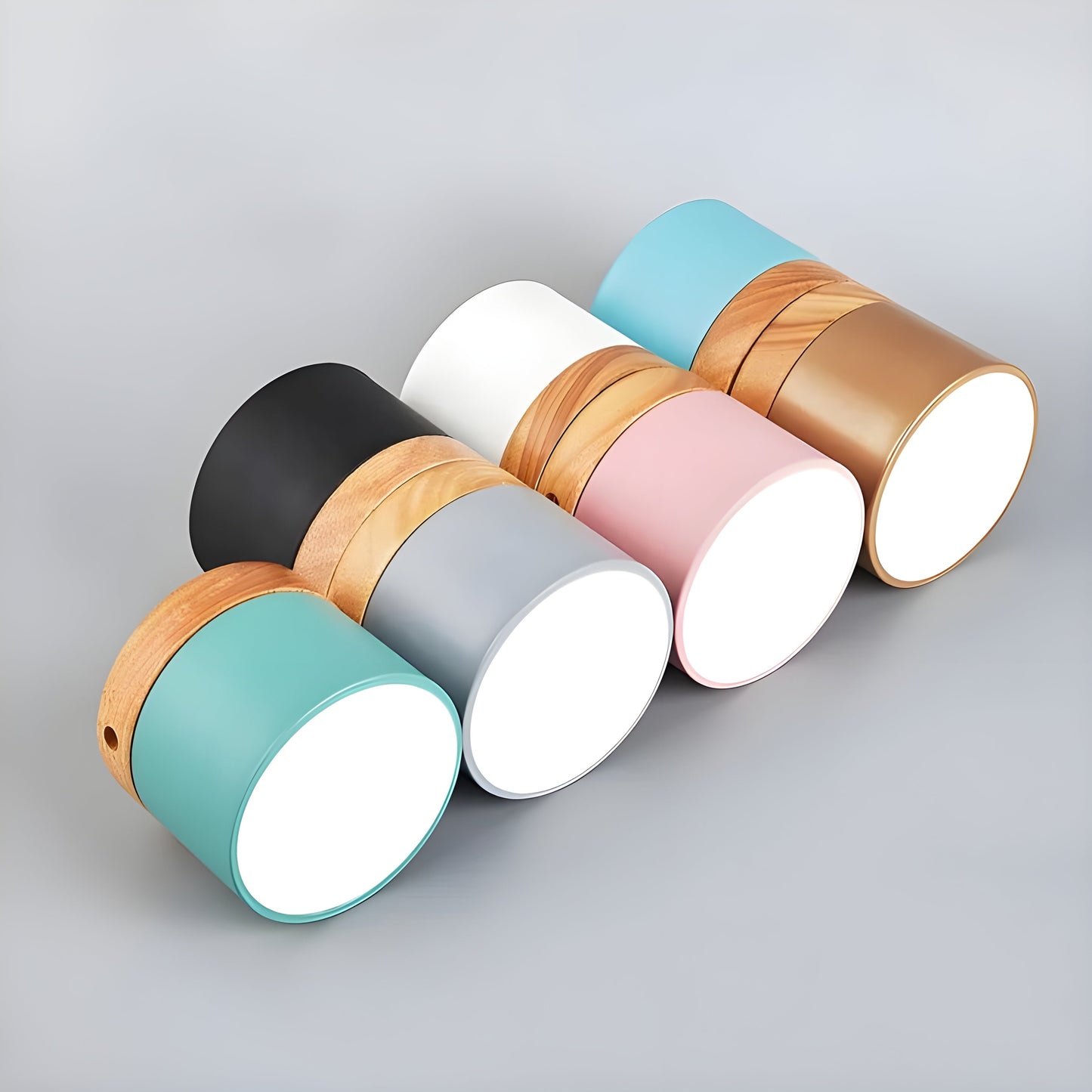 LED-Deckenlampe in Zylinderform – Warmes Licht im Vintage-Industriedesign | Mit dekorativem Holzelement | Brehn