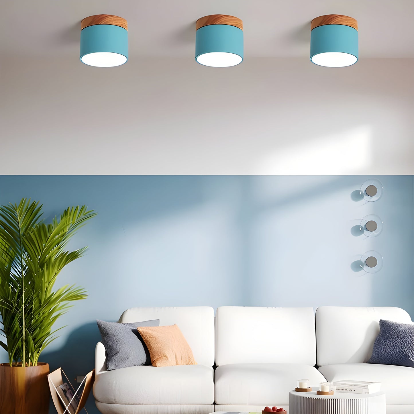 LED-Deckenlampe in Zylinderform – Warmes Licht im Vintage-Industriedesign | Mit dekorativem Holzelement | Brehn