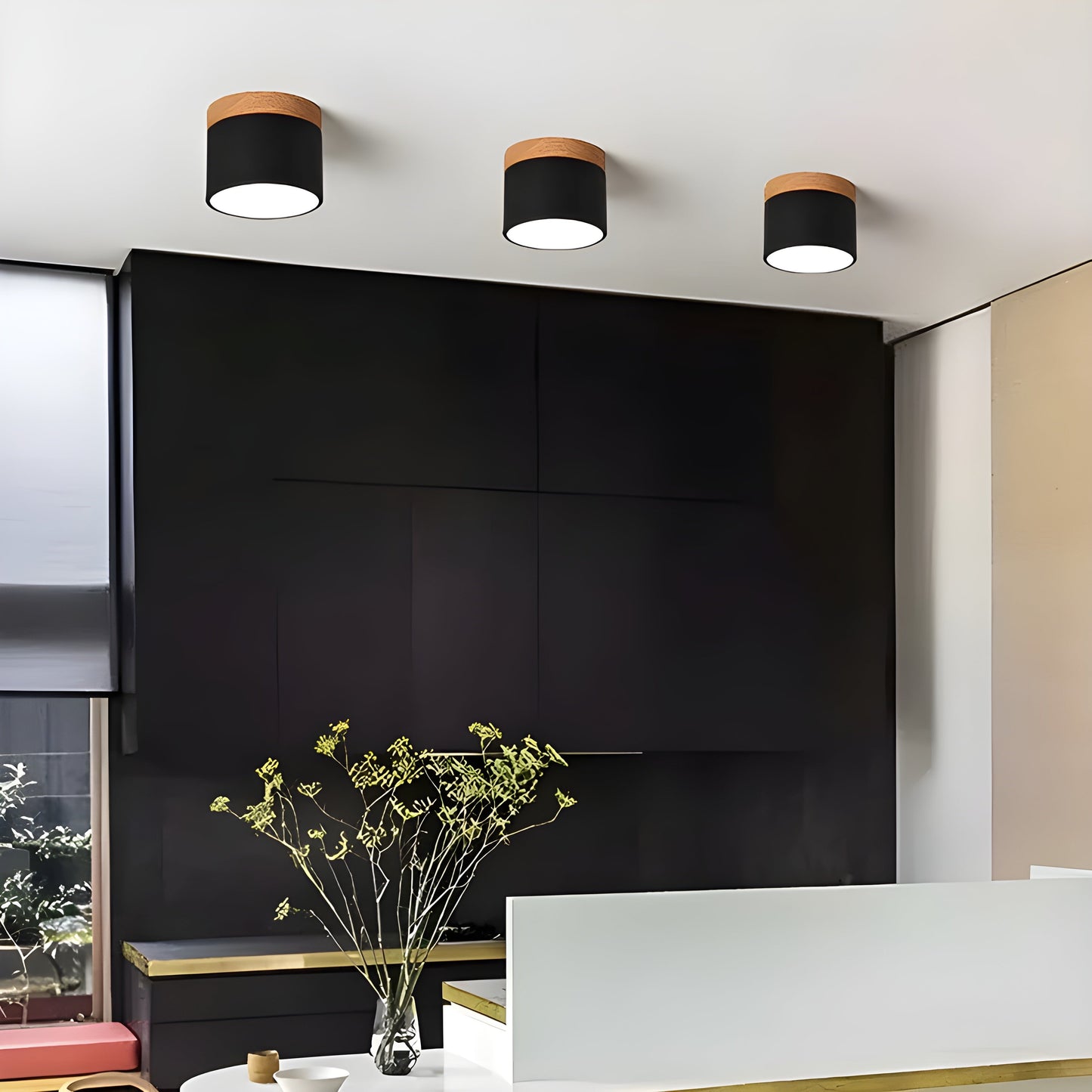 LED-Deckenlampe in Zylinderform – Warmes Licht im Vintage-Industriedesign | Mit dekorativem Holzelement | Brehn