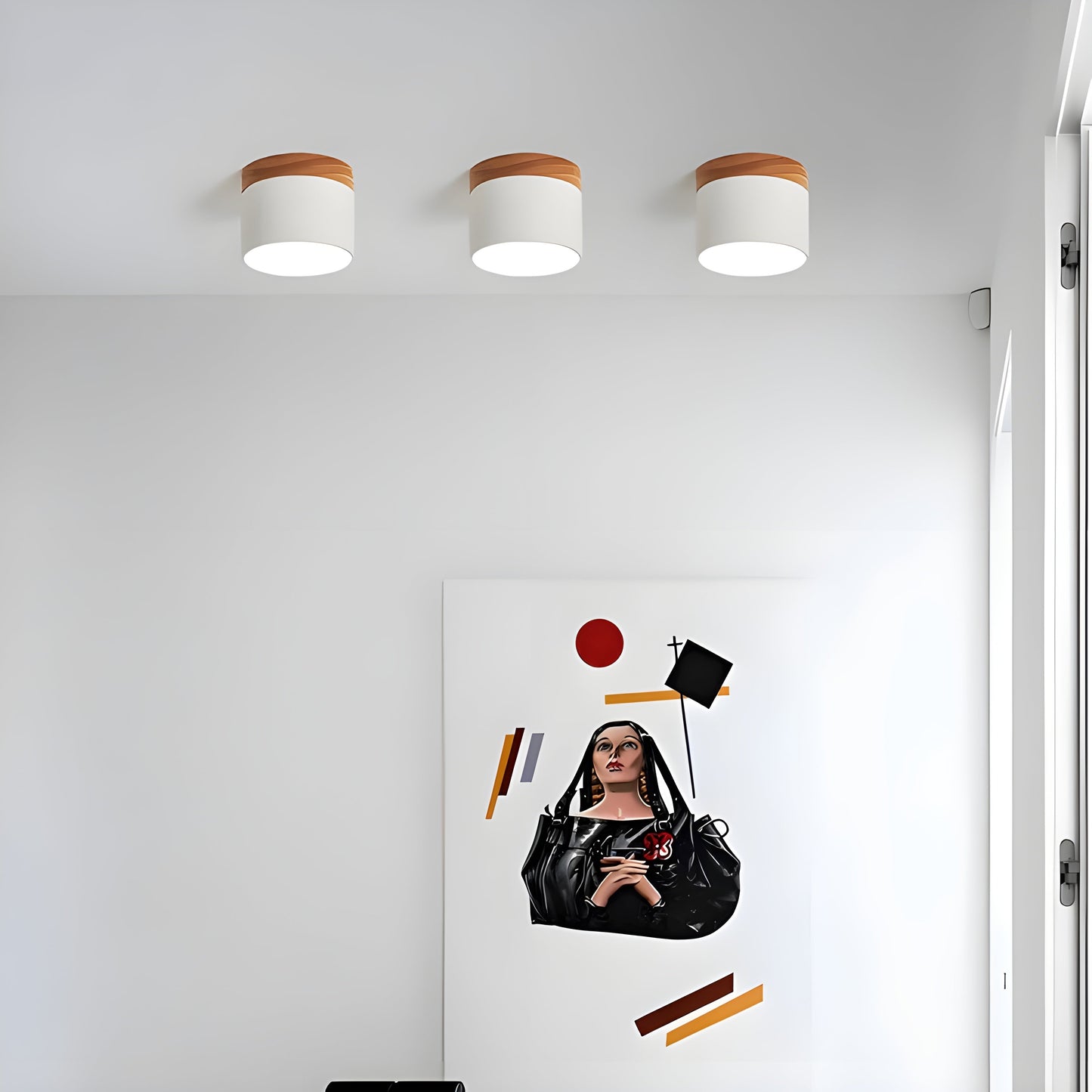 LED-Deckenlampe in Zylinderform – Warmes Licht im Vintage-Industriedesign | Mit dekorativem Holzelement | Brehn