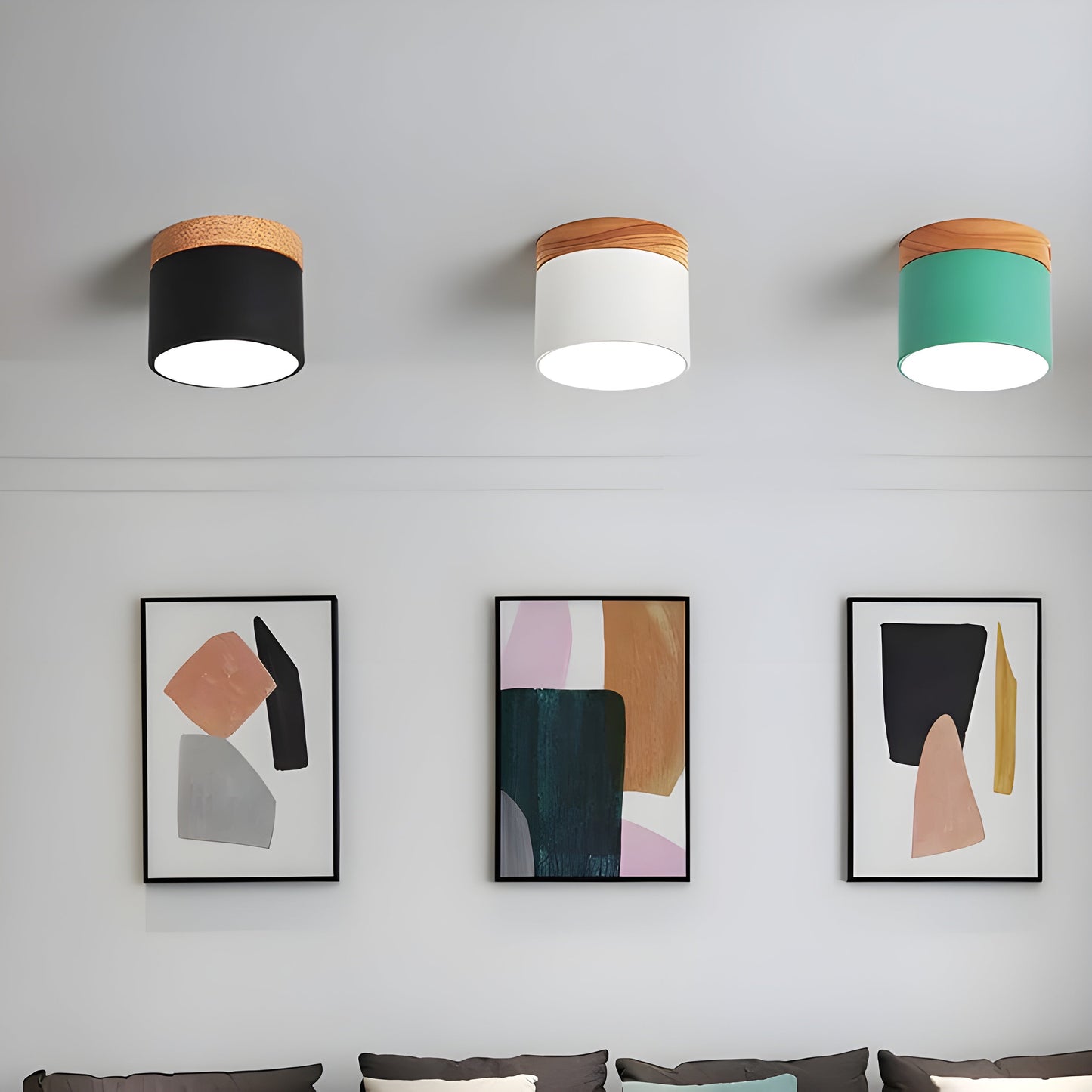LED-Deckenlampe in Zylinderform – Warmes Licht im Vintage-Industriedesign | Mit dekorativem Holzelement | Brehn