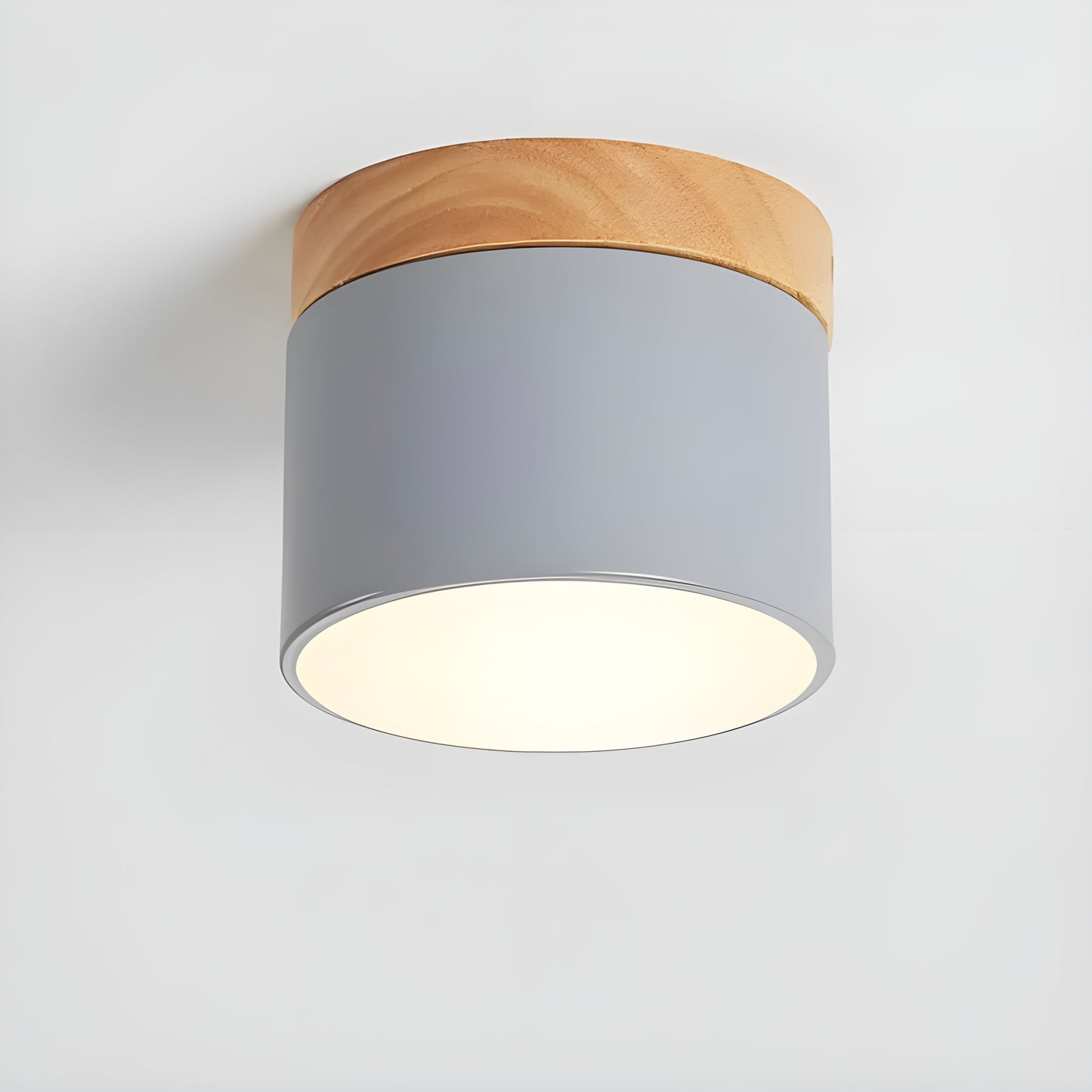 LED-Deckenlampe in Zylinderform – Warmes Licht im Vintage-Industriedesign | Mit dekorativem Holzelement | Brehn