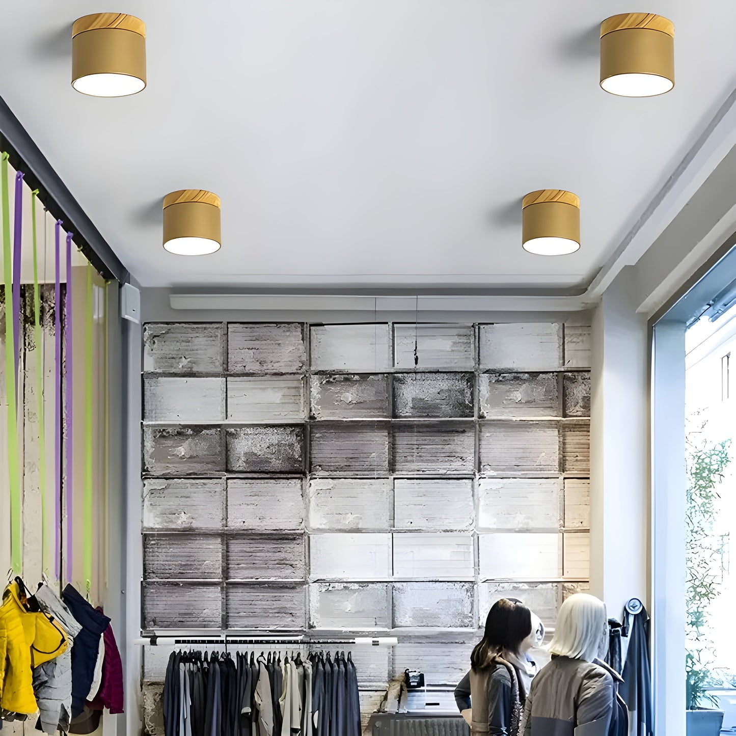LED-Deckenlampe in Zylinderform – Warmes Licht im Vintage-Industriedesign | Mit dekorativem Holzelement | Brehn
