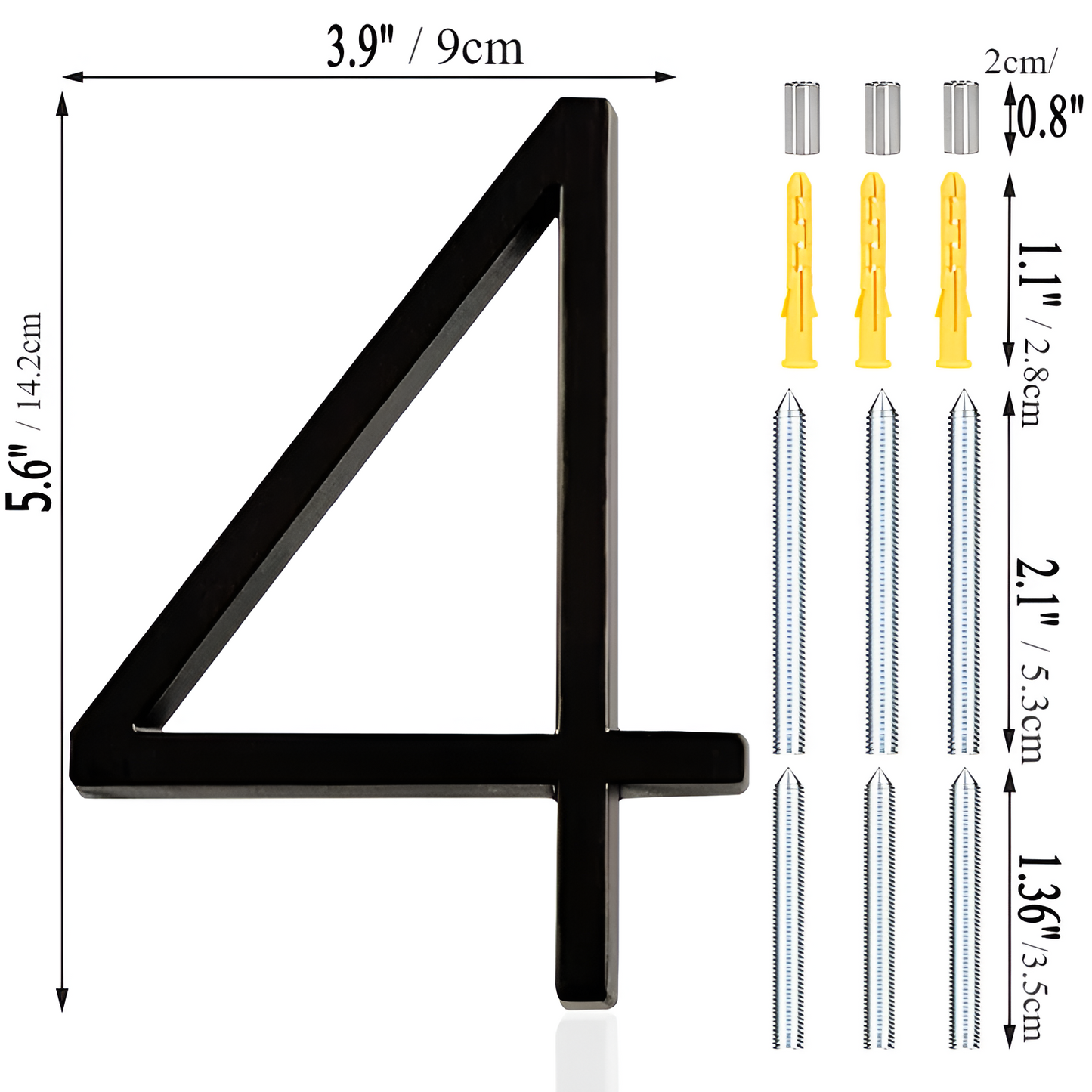 Brehn | Schwarz Ganz Hausnummer  -  Hausnummer Modern  -  Hausnummer Schild