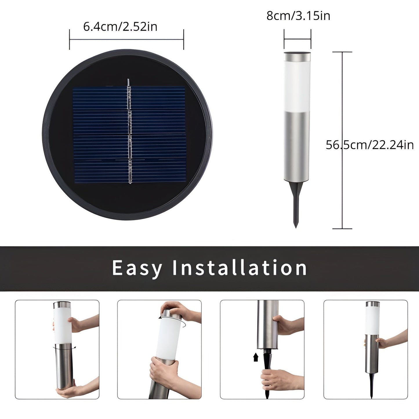 Brehn | SolarShimmer - Edelstahl-Solar-Post-Leuchten Außenlampe