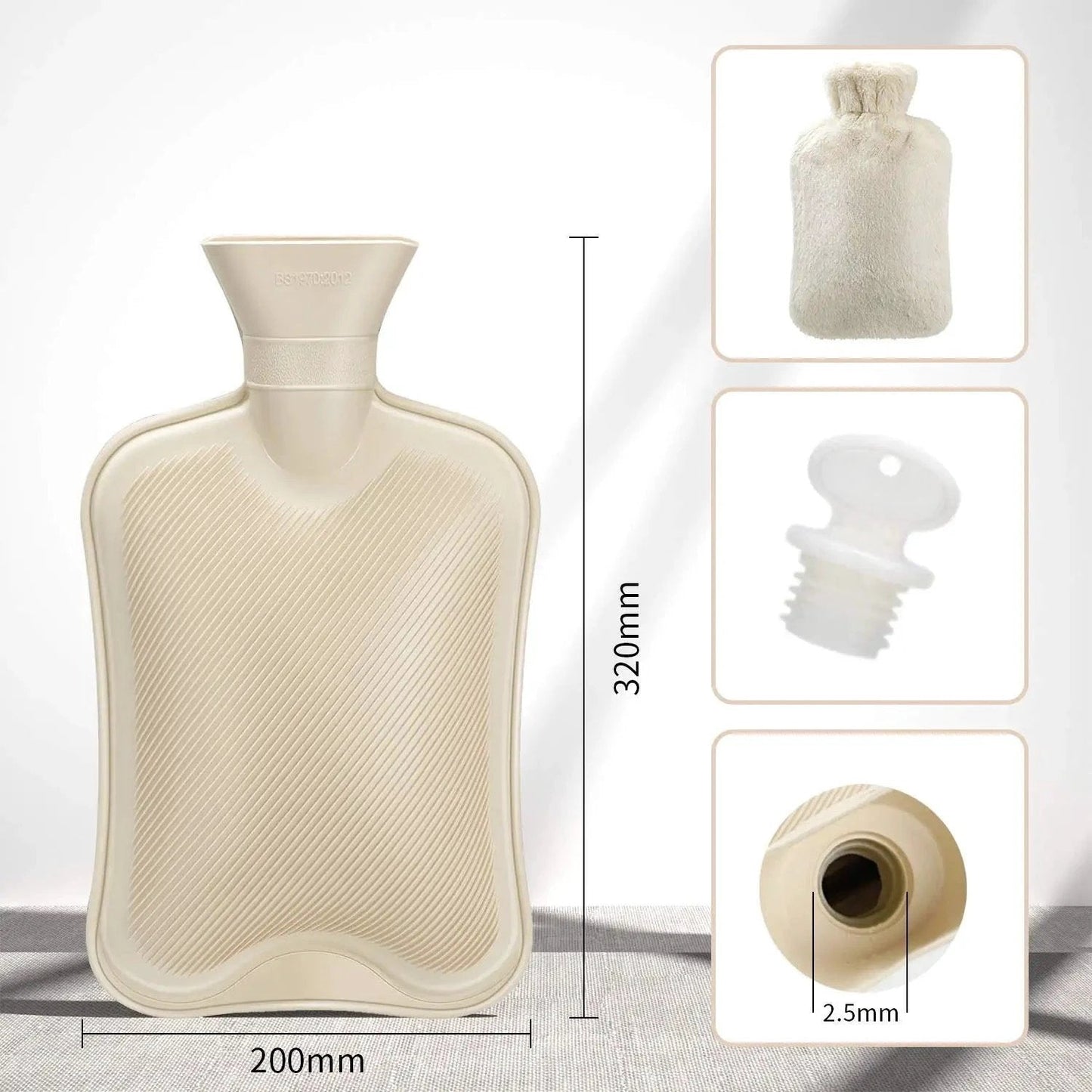 Wärmflasche mit Plüschbezug 2 Liter | Brehn