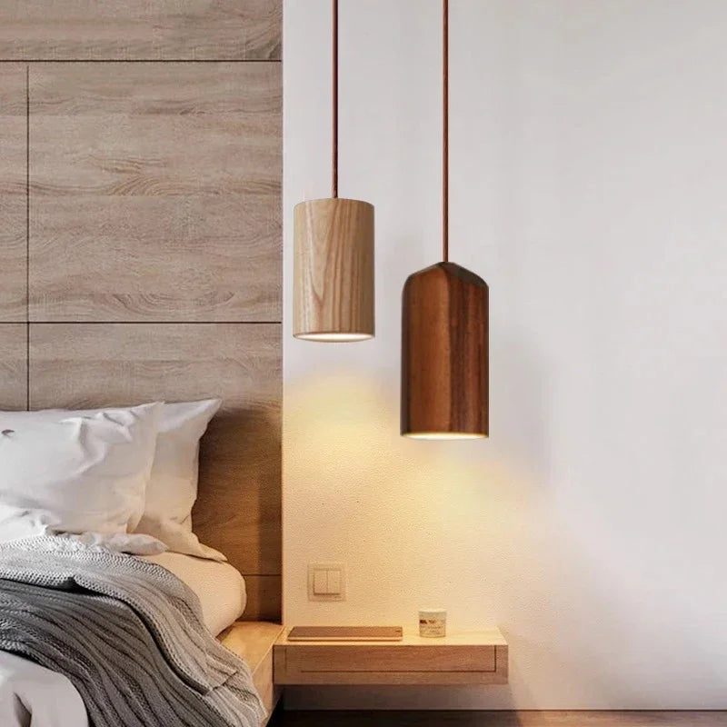 Skandinavische Pendelleuchte aus Holz – Minimalistisches Design für Wohn- und Schlafzimmer | Natürliche Holzoptik