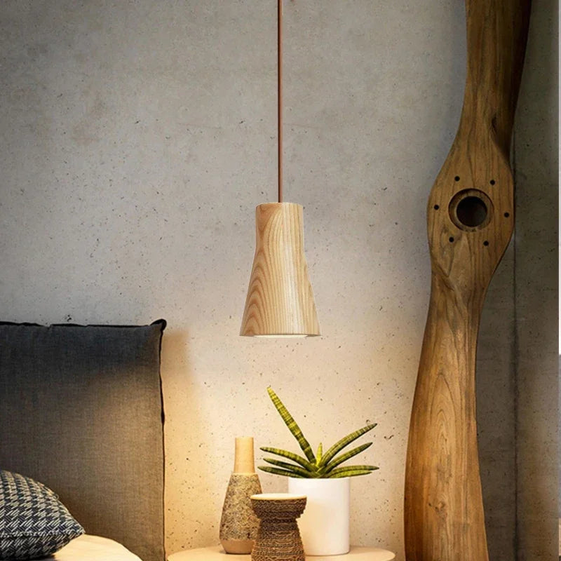 Skandinavische Pendelleuchte aus Holz – Minimalistisches Design für Wohn- und Schlafzimmer | Natürliche Holzoptik