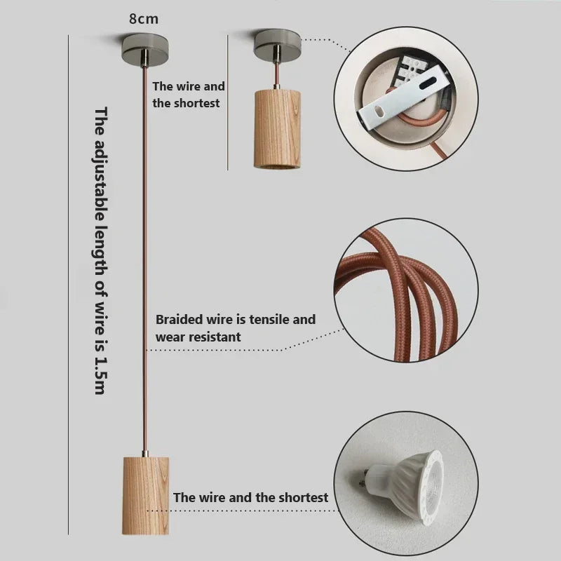 Skandinavische Pendelleuchte aus Holz – Minimalistisches Design für Wohn- und Schlafzimmer | Natürliche Holzoptik