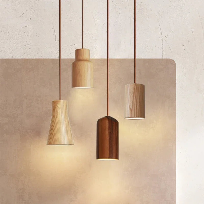 Skandinavische Pendelleuchte aus Holz – Minimalistisches Design für Wohn- und Schlafzimmer | Natürliche Holzoptik