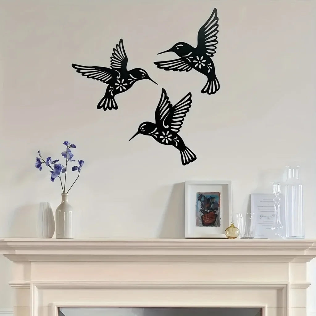 Kolibri Metall Wandkunst 3D Skulptierte Eisen Handwerk Wanddekoration für Wohnzimmer Esszimmer Garten Kreative Nordic Wohnkultur