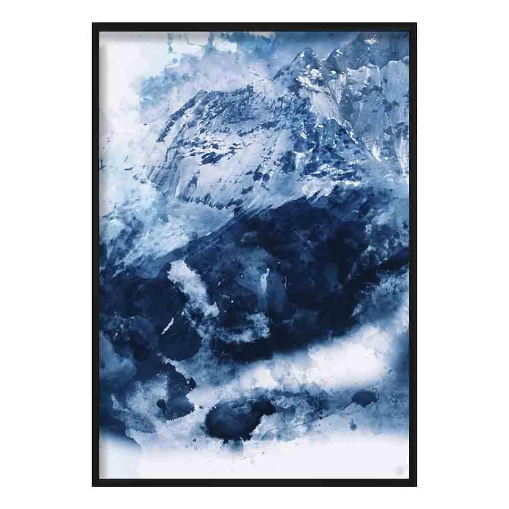 Blauer abstrakter Berg-Aquarellkunstdruck Nr. 3