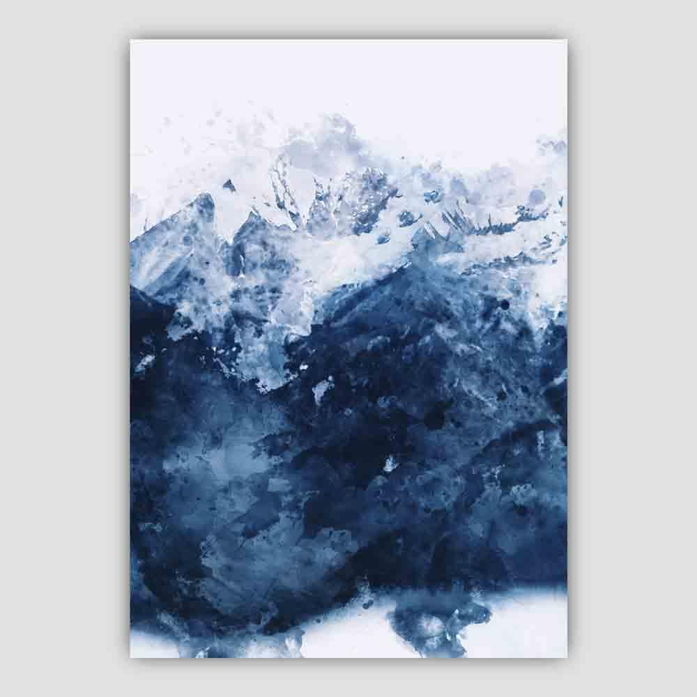 Blauer abstrakter Berg-Aquarellkunstdruck Nr. 2