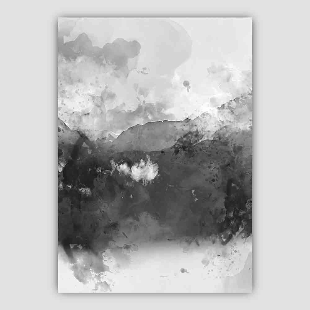 Schwarz-gelber Aquarell-Bergkunstdruck Nr. 1