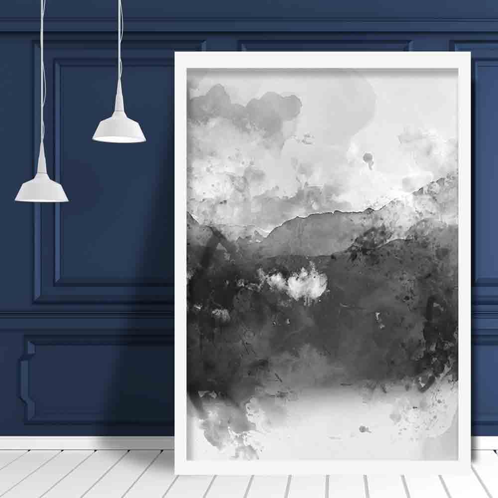 Schwarz-gelber Aquarell-Bergkunstdruck Nr. 1