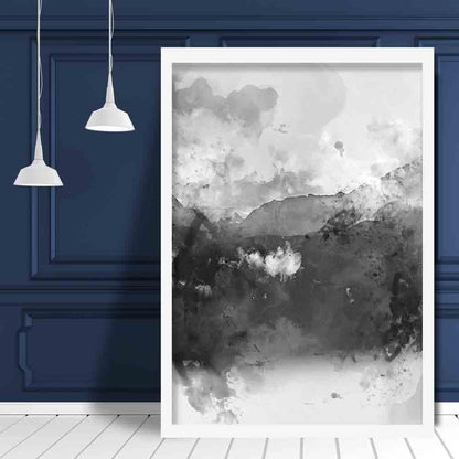 Schwarz-gelber Aquarell-Bergkunstdruck Nr. 1