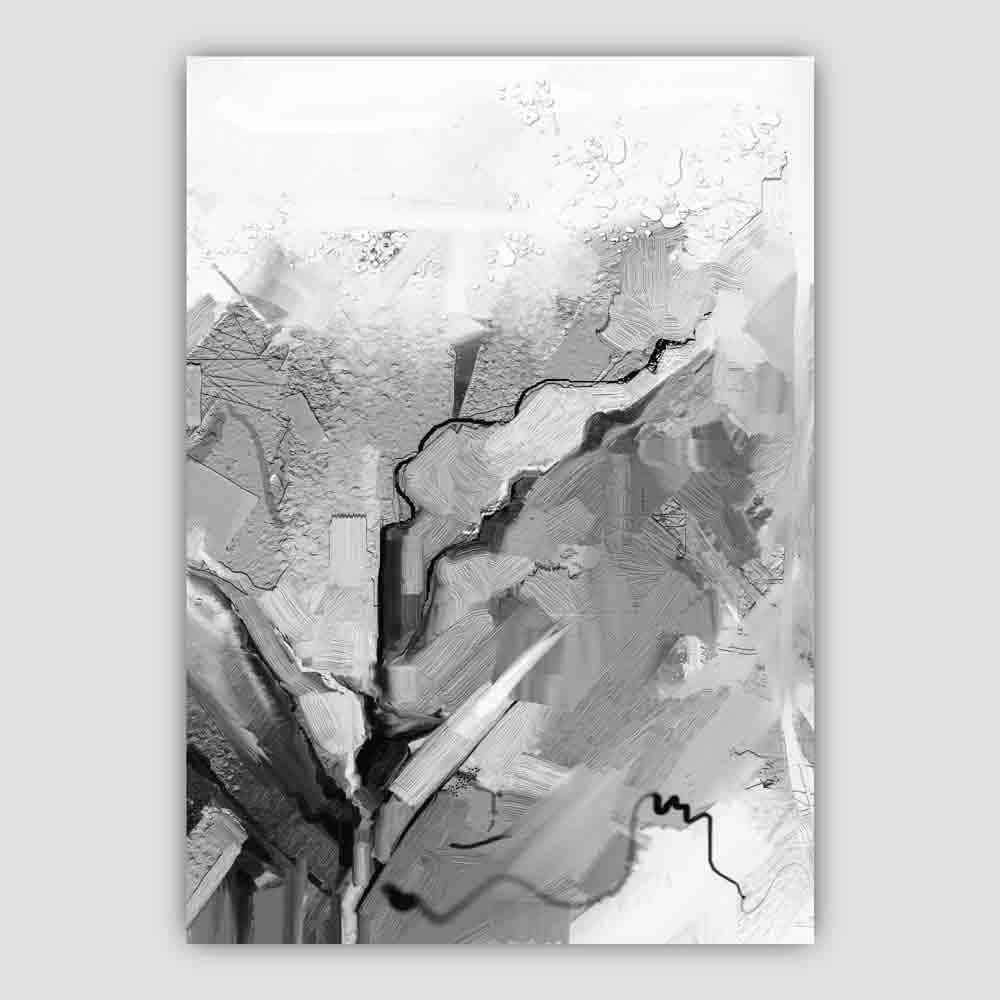 Abstraktes, strukturiertes Gemälde in Schwarz und Grau Nr. 2 Kunstdruck