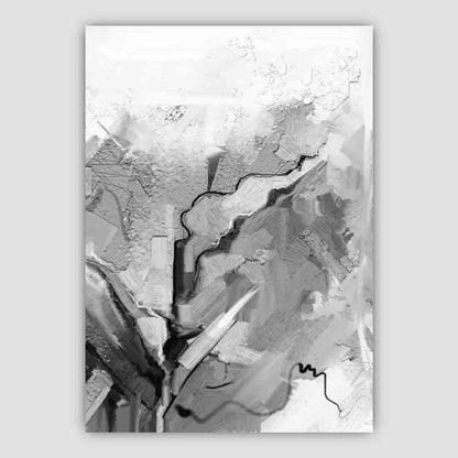 Abstraktes, strukturiertes Gemälde in Schwarz und Grau Nr. 2 Kunstdruck