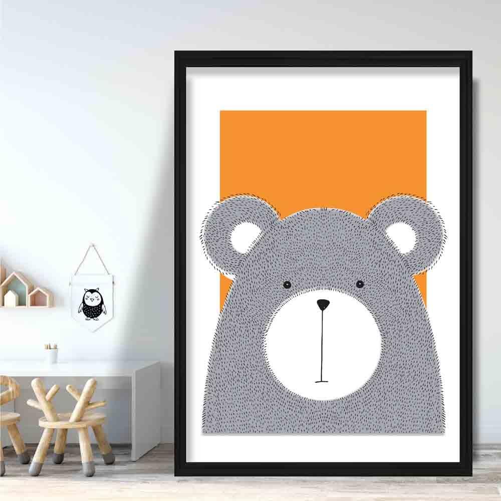 Bären-Skizzenstil Kinderzimmer Oranger Kunstdruck