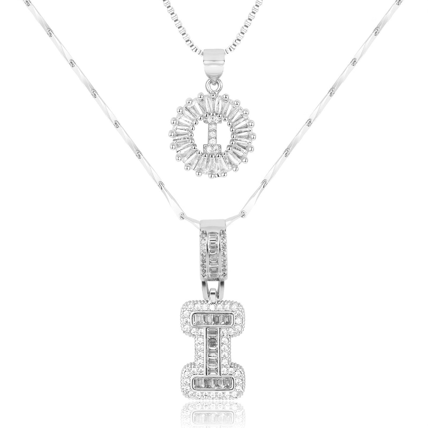 Brehn | 2pc 14k Diamant Buchstaben Initialen Halsketten