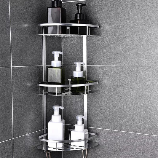 3-lagiges Eckregal aus Aluminium fürs Badezimmer