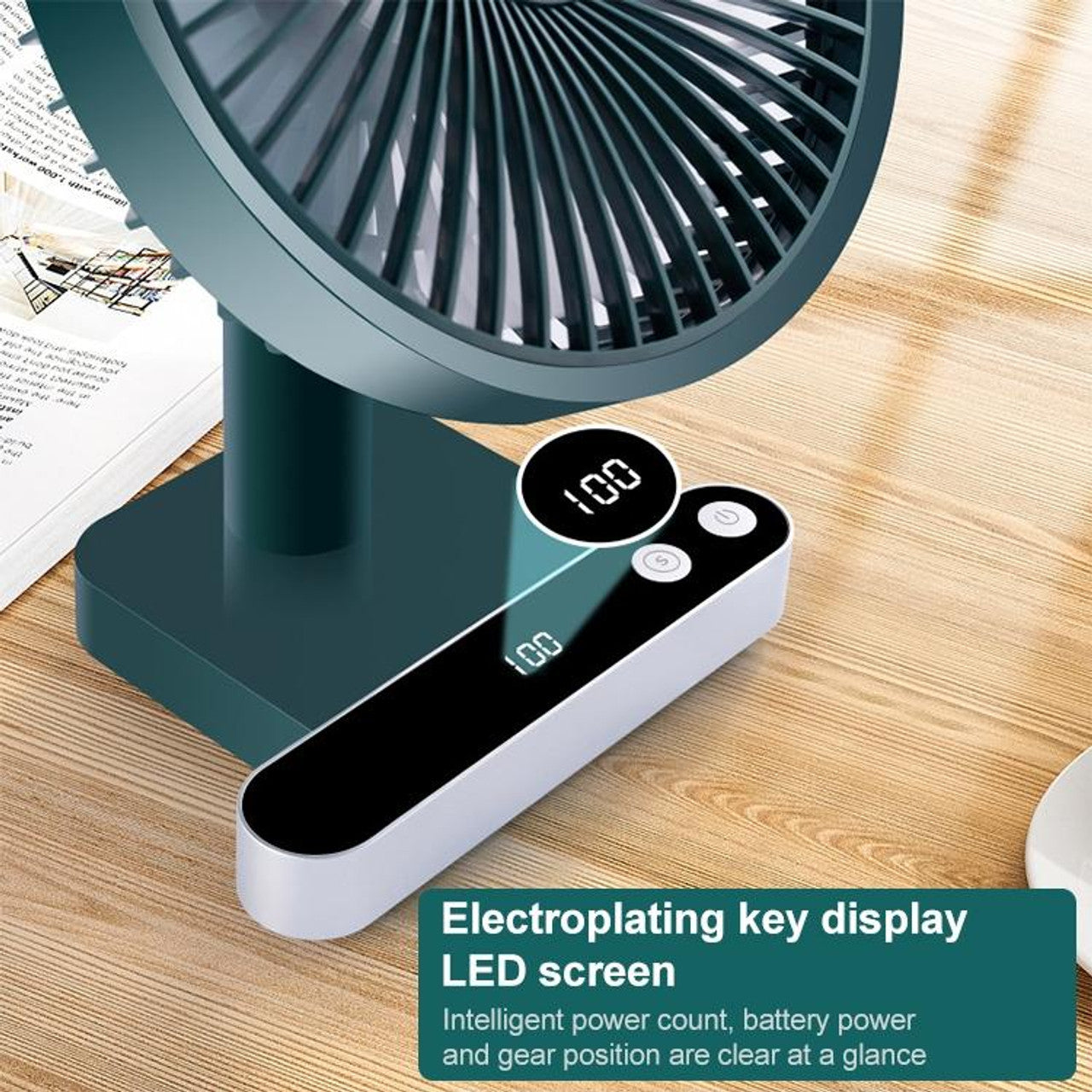 F702 Automatischer schüttelnder Desktop-Elektroventilator mit LED-Anzeige | Brehn