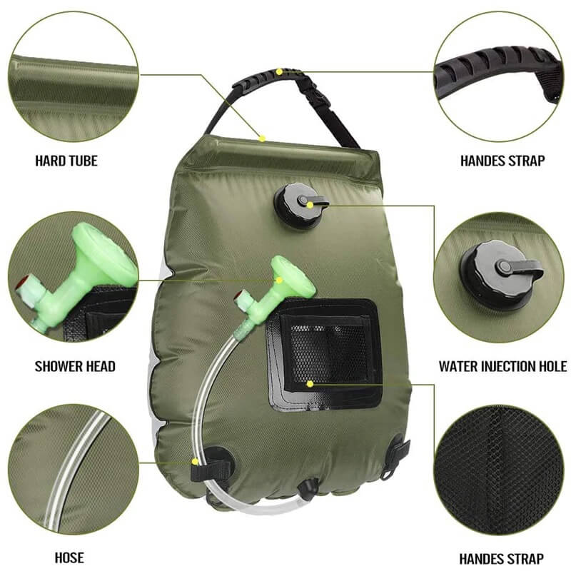 ZonFlow Faltbare Outdoor-Duschbeutel – 20L Solarheizung | Brehn